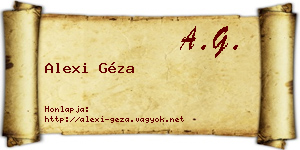 Alexi Géza névjegykártya